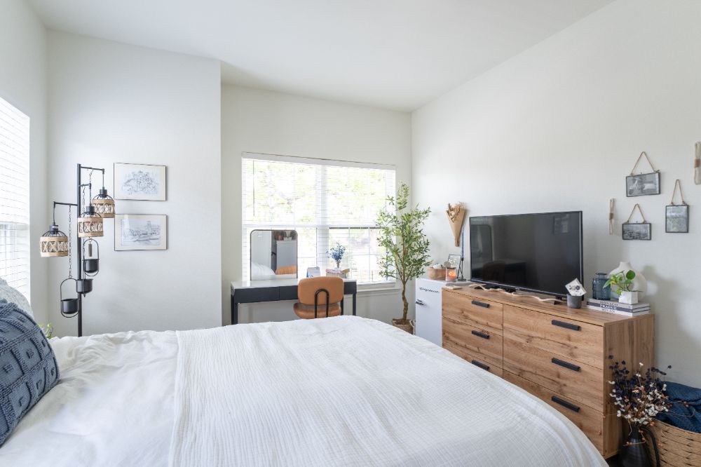 Spacious student bedroom with closet