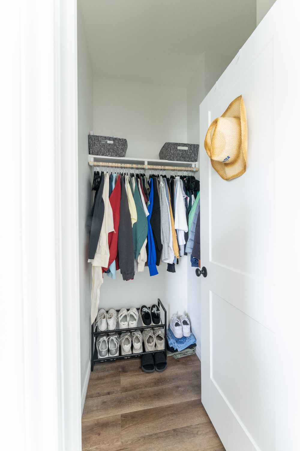 Spacious student bedroom with closet