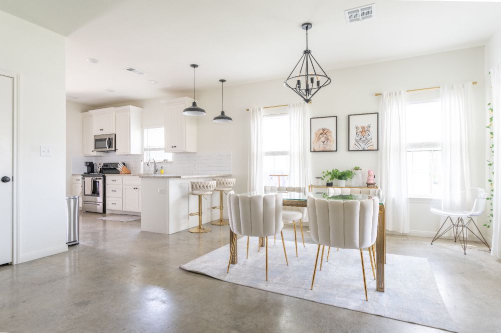 Stylish student living room interior