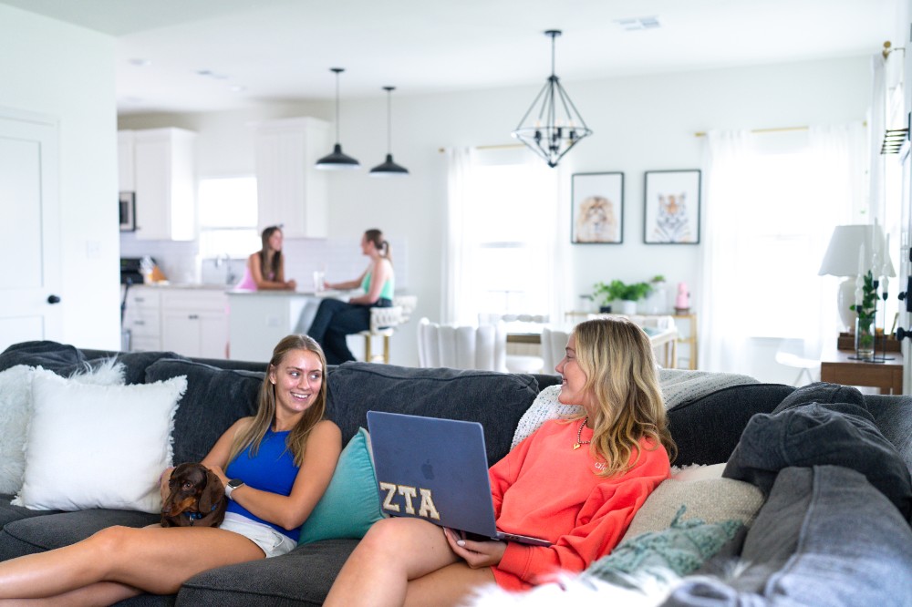Modern kitchen with stylish lighting